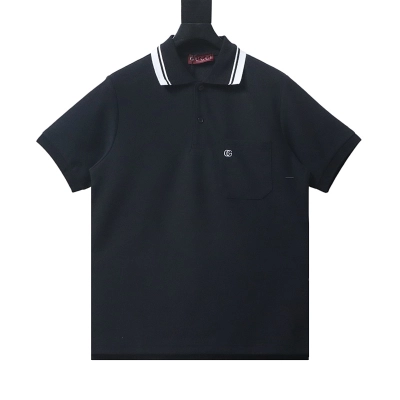 GUCCI Double G Small Logo Embroidery Short Sleeve Polo Shirt Style 1 01