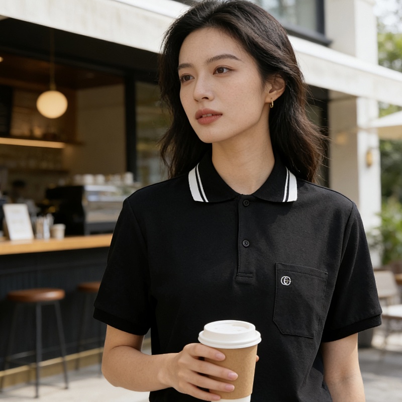 GUCCI Double G Small Logo Embroidery Short Sleeve Polo Shirt Style 1