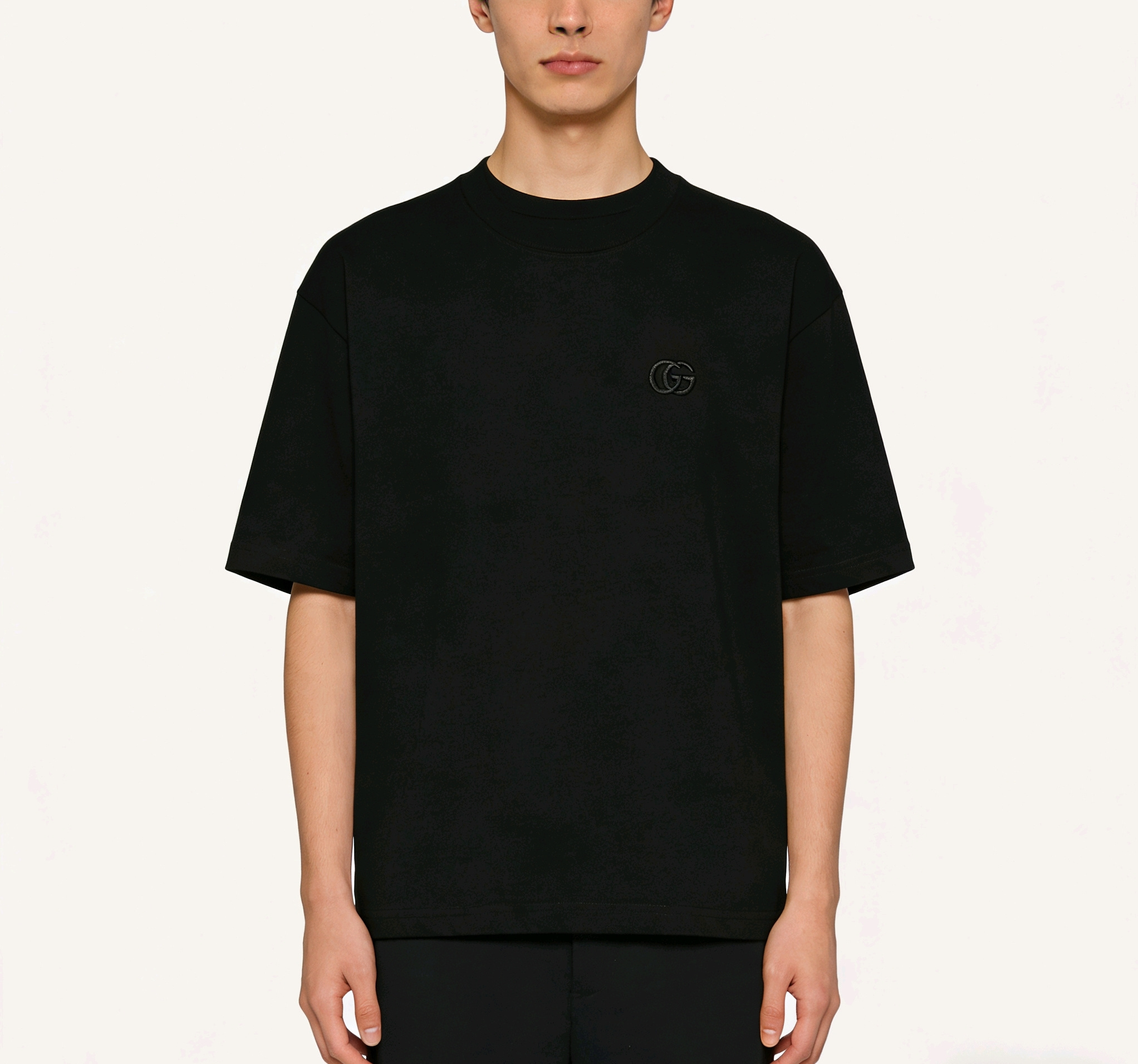 GUCCI Double G Small Logo Embroidery Short Sleeve T-Shirt Style 1