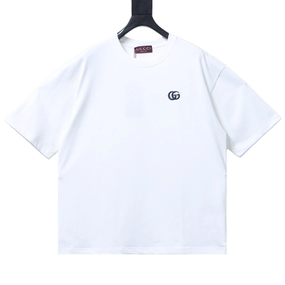 GUCCI Double G Small Logo Embroidery Short Sleeve T-Shirt Style 2 01