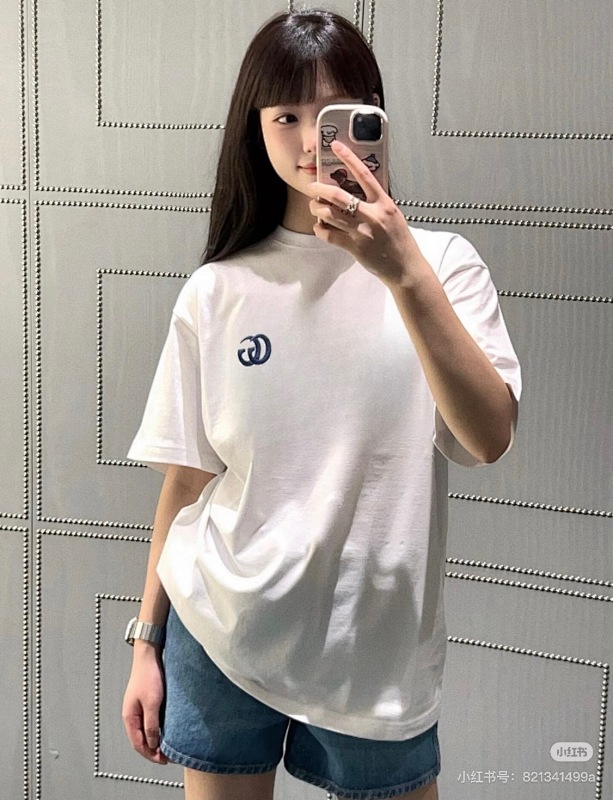 GUCCI Double G Small Logo Embroidery Short Sleeve T-Shirt Style 2