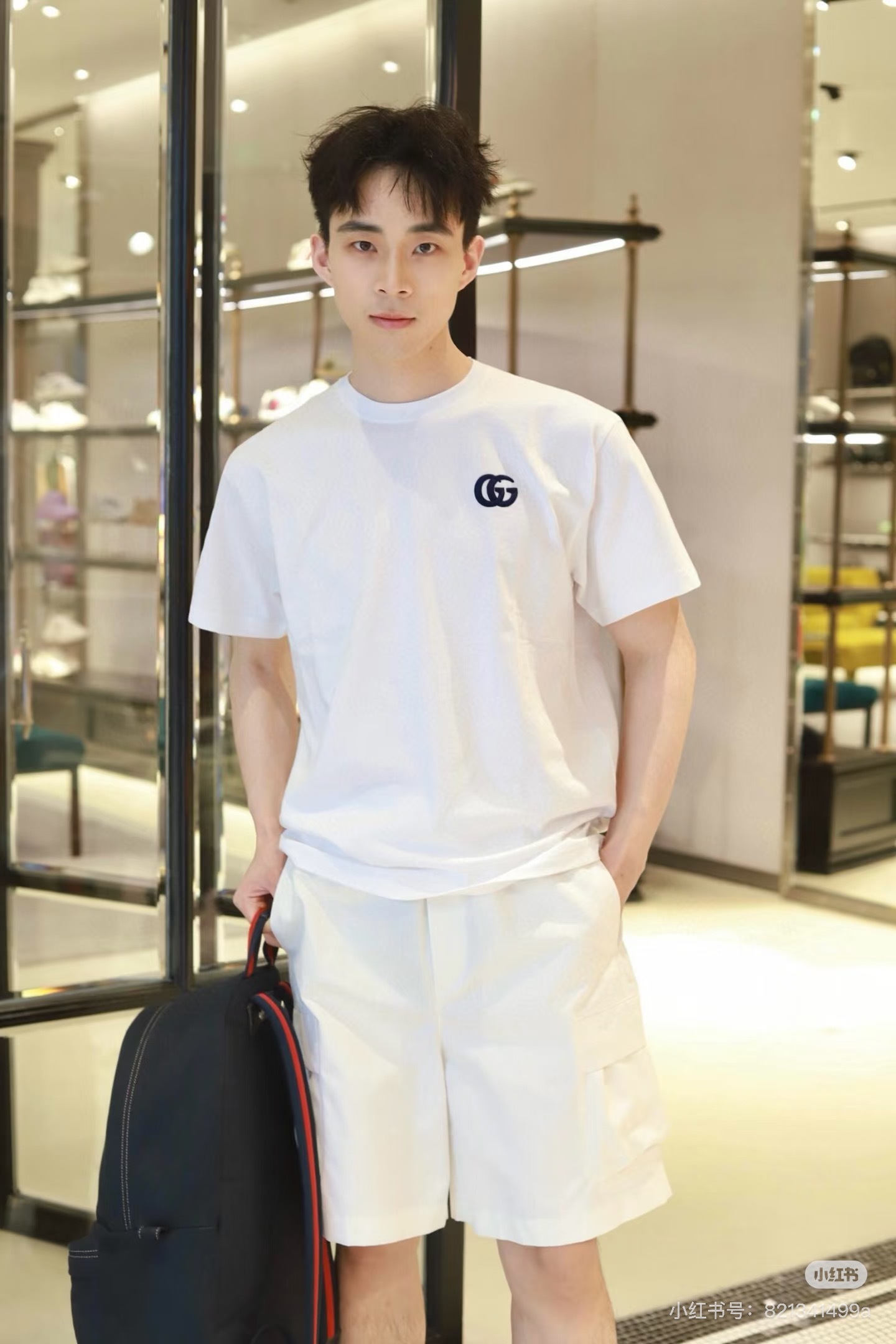 GUCCI Double G Small Logo Embroidery Short Sleeve T-Shirt Style 2