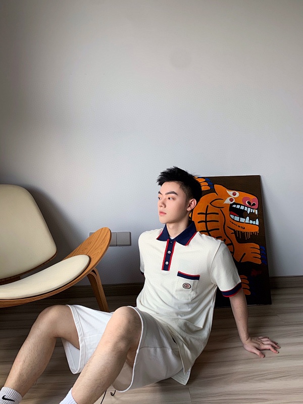 GUCCI Embroidery Logo Short Sleeve Polo Shirt