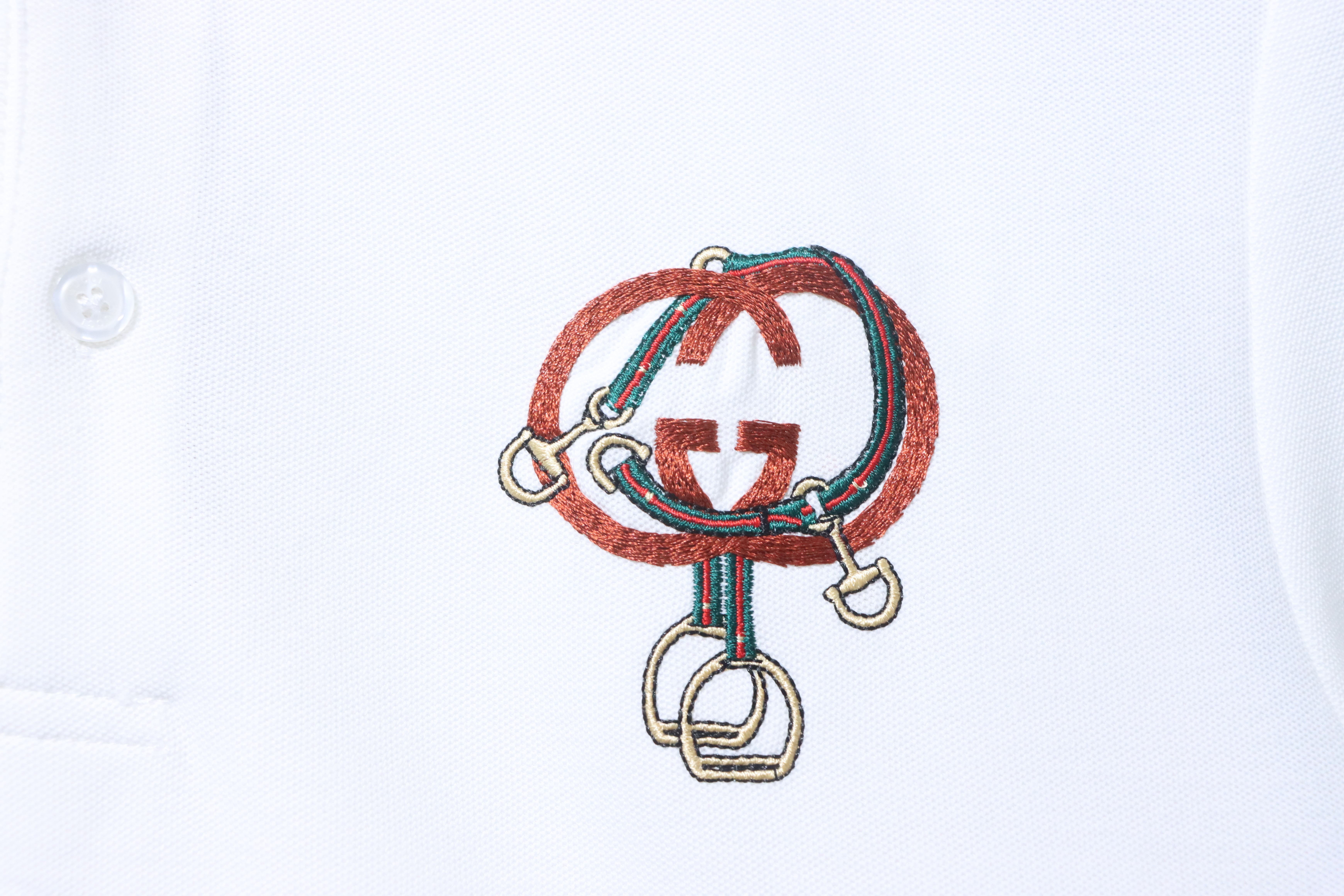 GUCCI Embroidery Logo Short Sleeve Polo Shirt