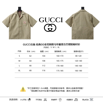 GUCCI Embroidery Monogram Short Sleeve Shirt 02