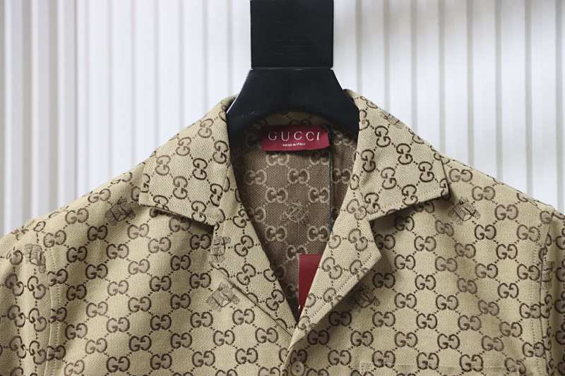 GUCCI Embroidery Monogram Short Sleeve Shirt