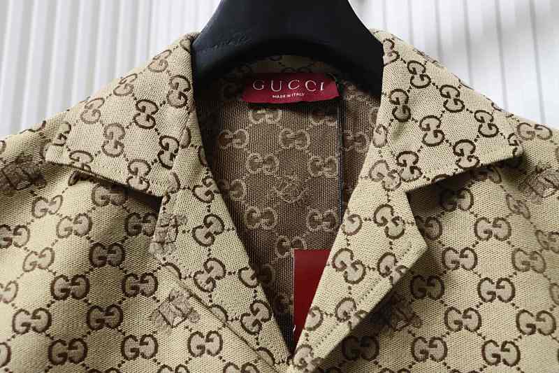 GUCCI Embroidery Monogram Short Sleeve Shirt