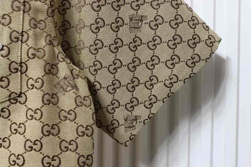 GUCCI Embroidery Monogram Short Sleeve Shirt