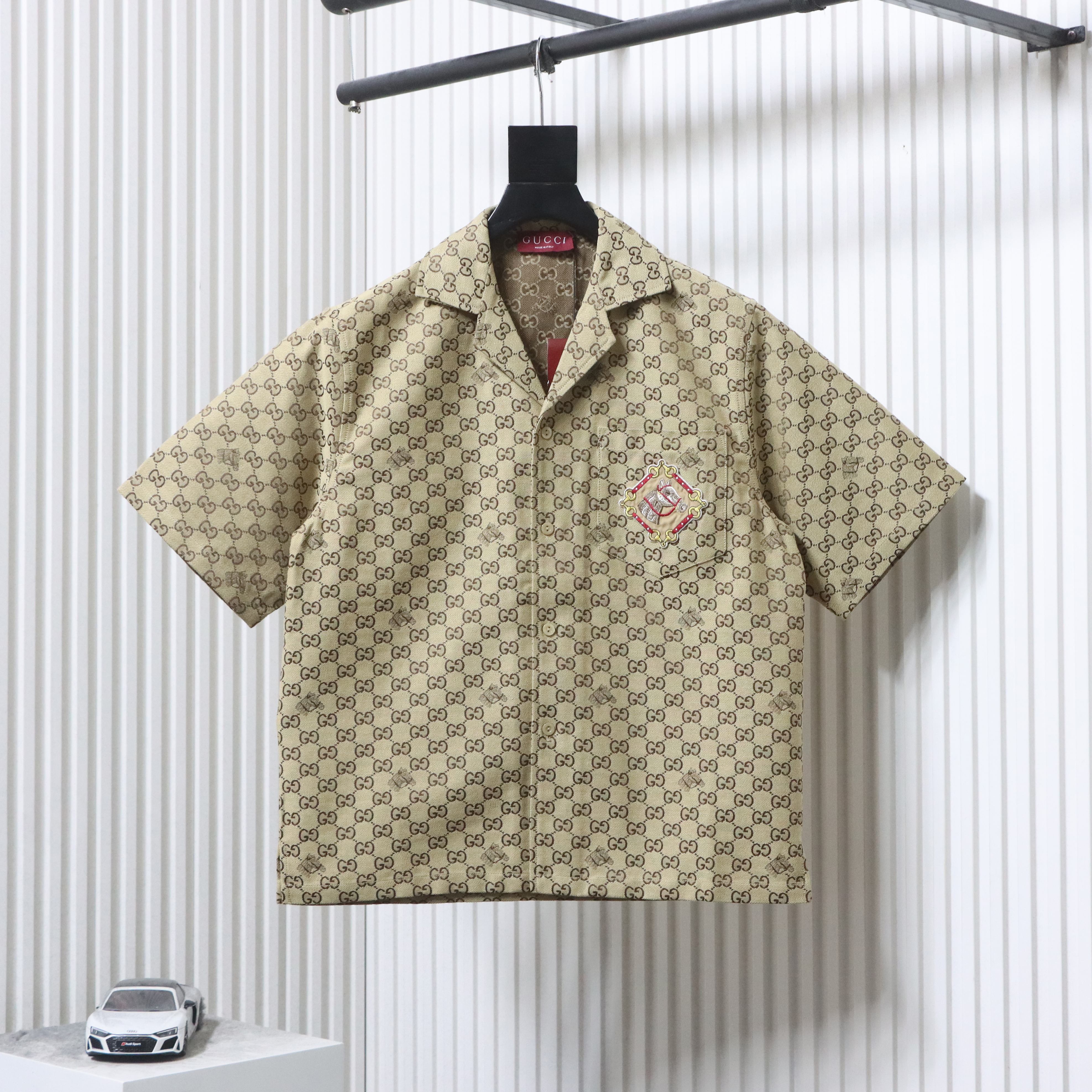 GUCCI Embroidery Monogram Short Sleeve Shirt