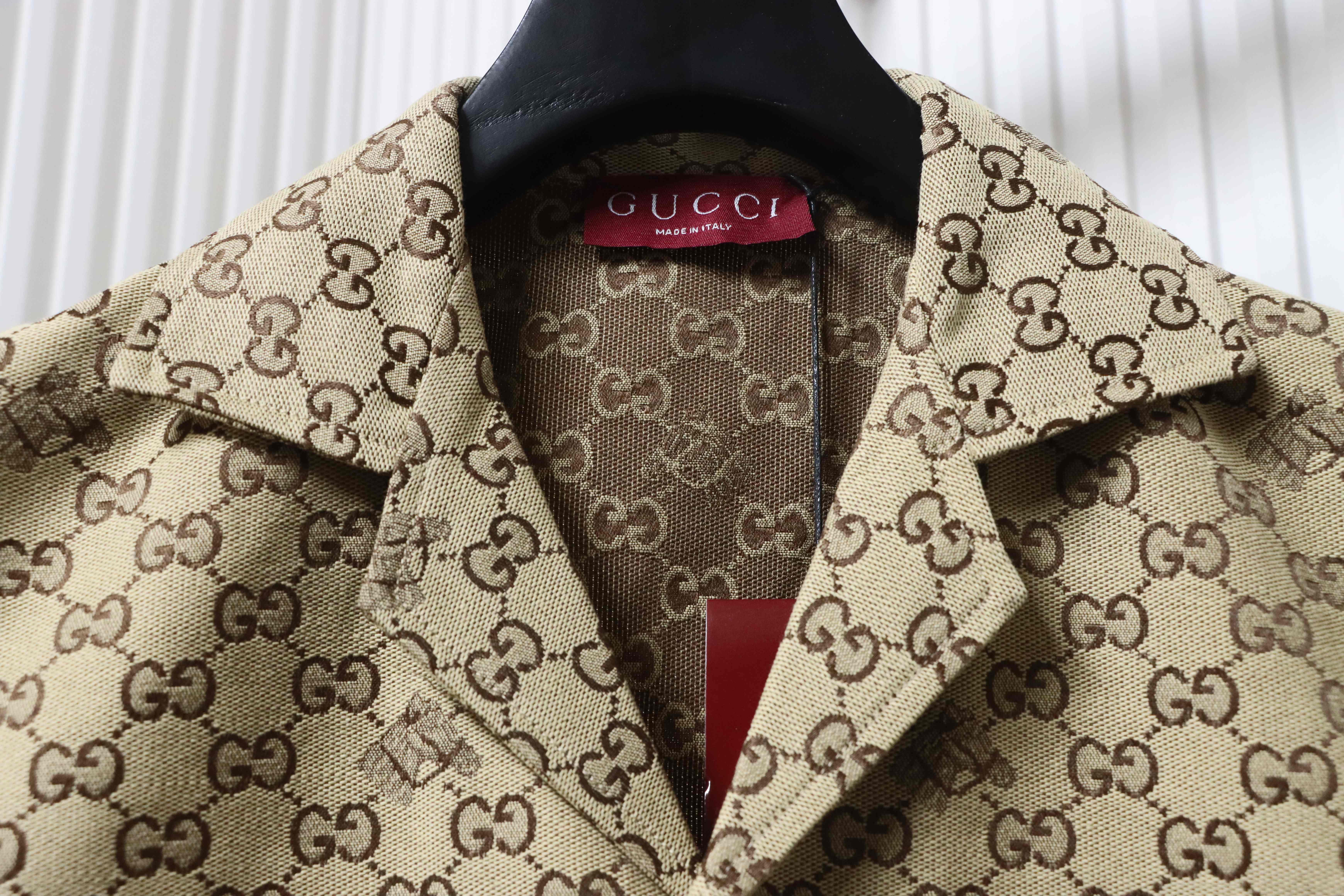 GUCCI Embroidery Monogram Short Sleeve Shirt