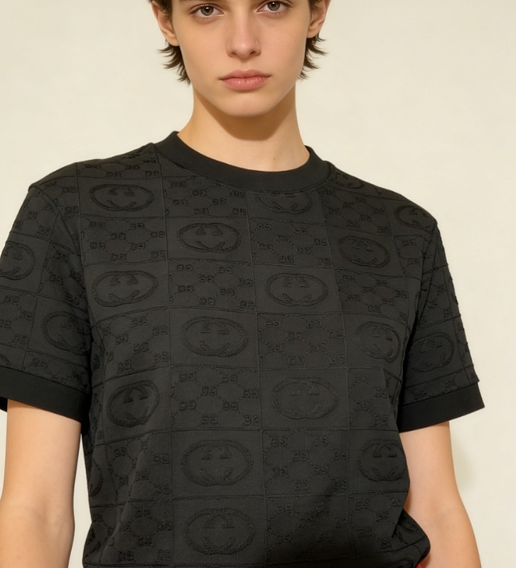 GUCCI Full GG Monogram Jacquard Short Sleeve T-Shirt Style 2