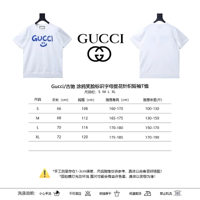 GUCCI Graffiti Smile Knit Jacquard Short Sleeve T-Shirt 02