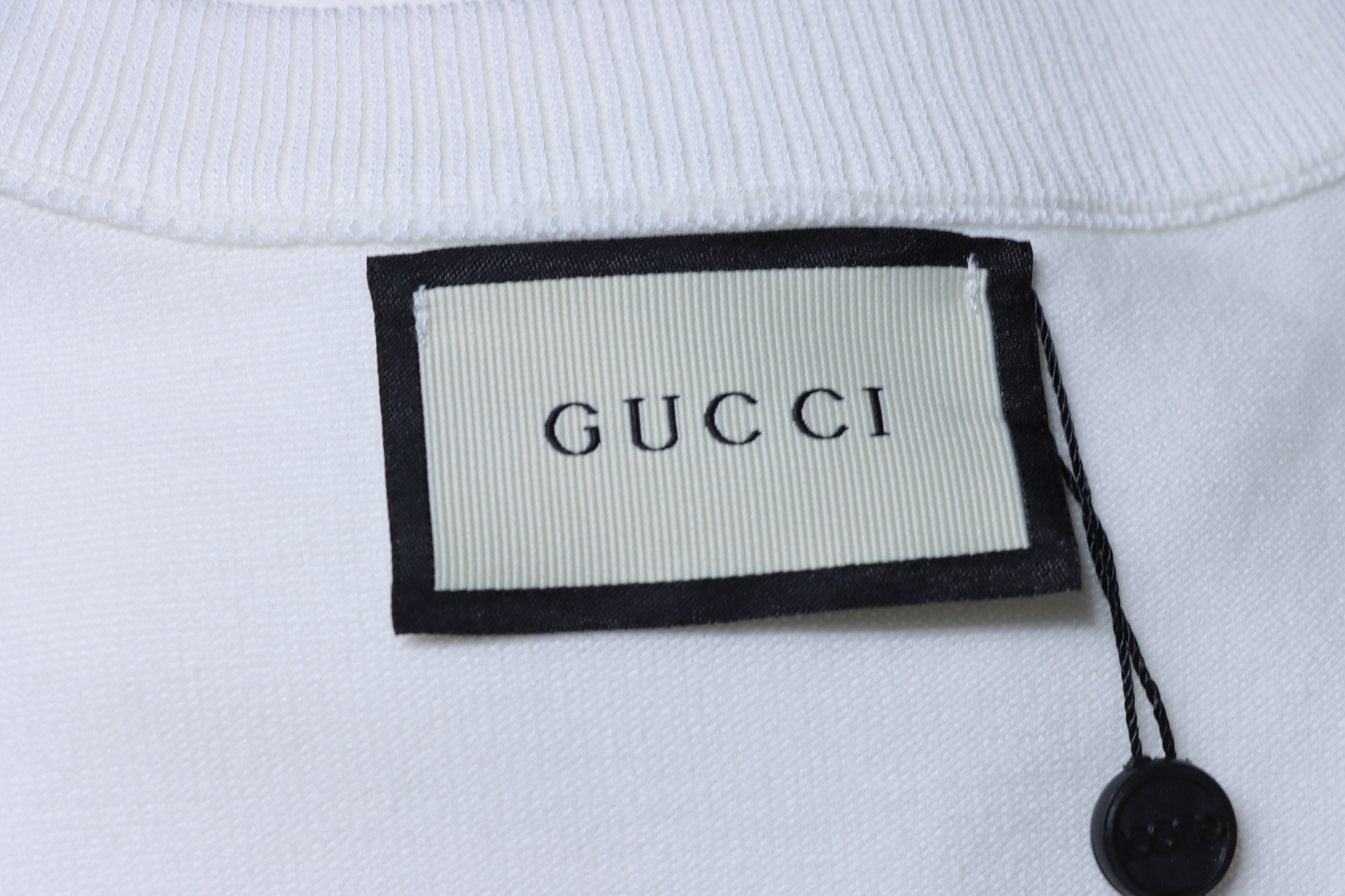 GUCCI Graffiti Smile Knit Jacquard Short Sleeve T-Shirt