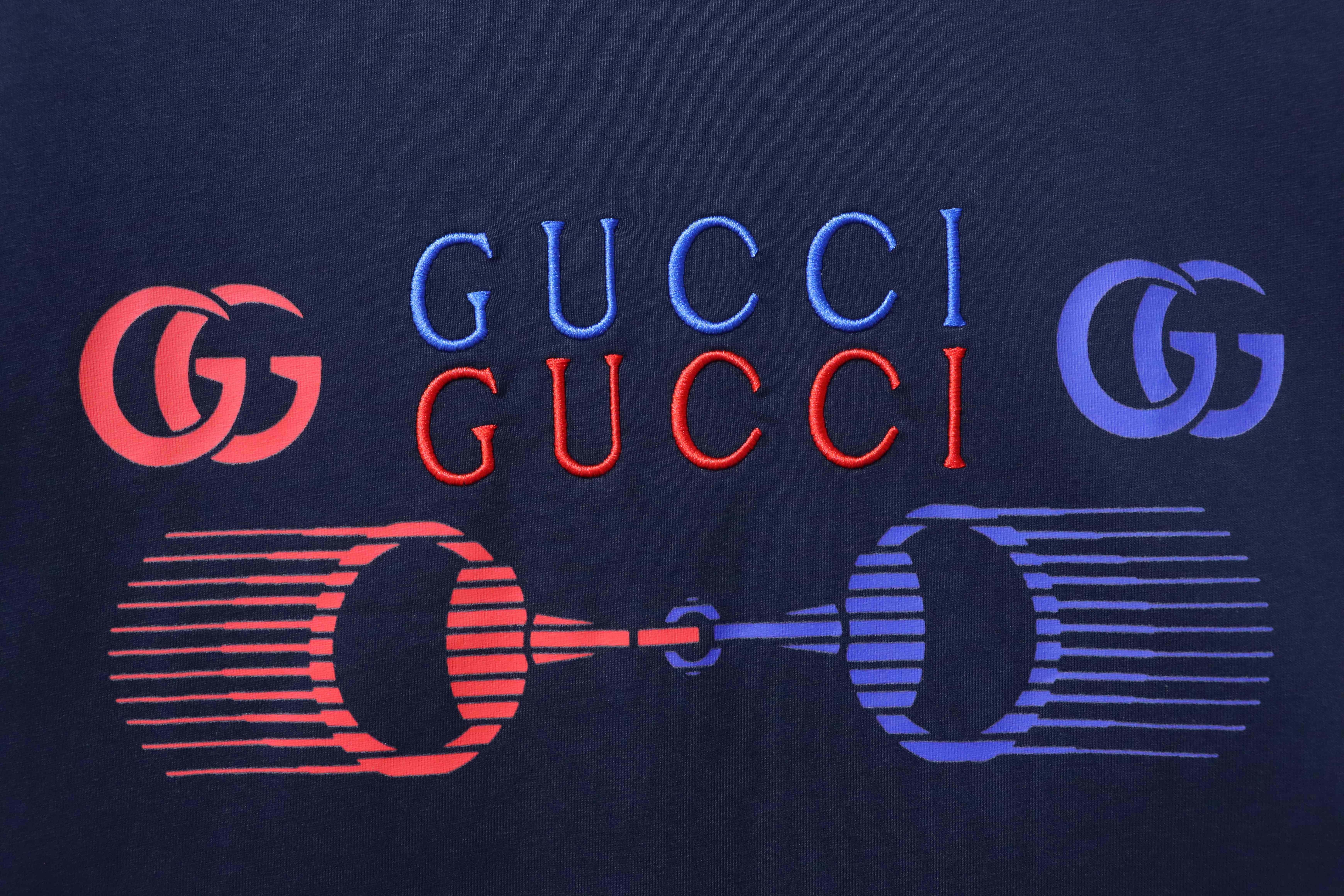 GUCCI Horsebit Embroidery Crew Neck Short Sleeve T-Shirt Style 2