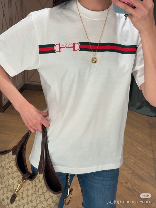 GUCCI Horsebit Webbing Short Sleeve T-Shirt Style 2