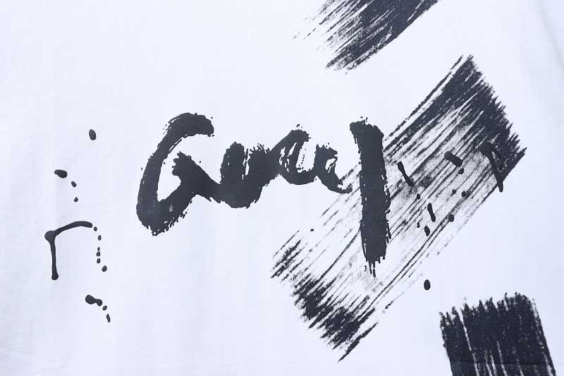 GUCCI Ink Brush Graffiti Letter Short Sleeve T-Shirt Style 1