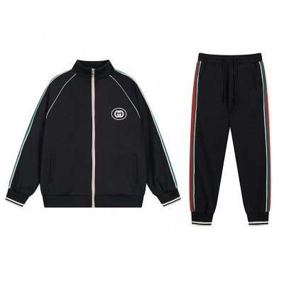 Gucci Black Jacket Tracksuit Streetwear Set 01