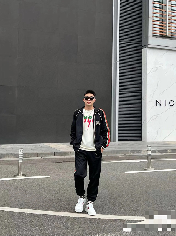 Gucci Black Jacket Tracksuit Streetwear Set