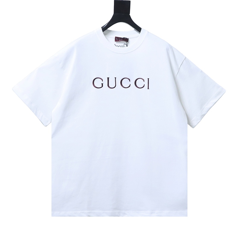 GUCCI Letter Embroidery Logo Graphic Minimal Letter Short Sleeve T-Shirt Style 1