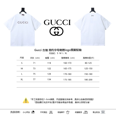 GUCCI Letter Embroidery Logo Graphic Minimal Letter Short Sleeve T-Shirt Style 1 02