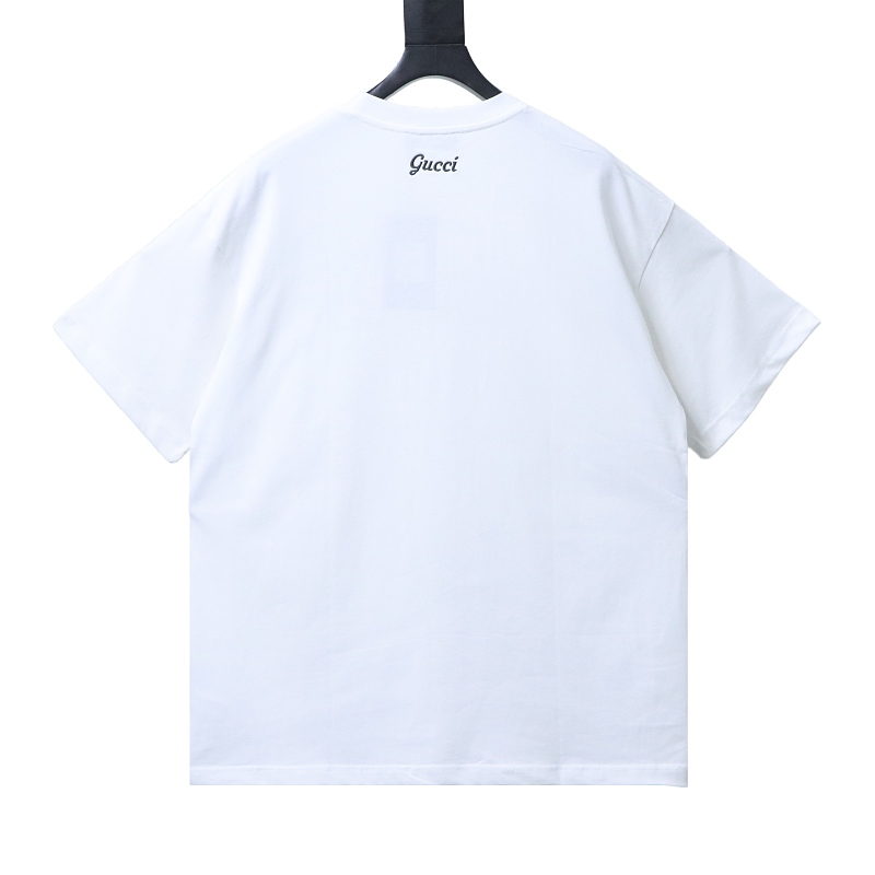 GUCCI Letter Embroidery Logo Graphic Minimal Letter Short Sleeve T-Shirt Style 1