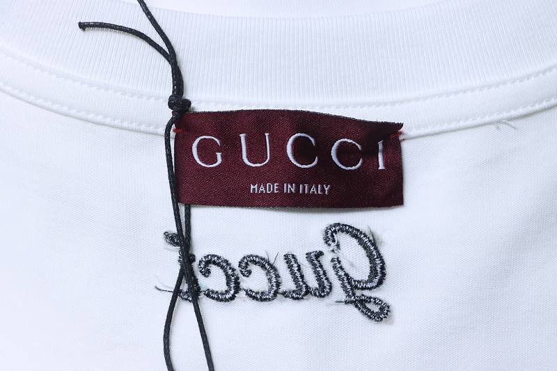 GUCCI Letter Embroidery Logo Graphic Minimal Letter Short Sleeve T-Shirt Style 1