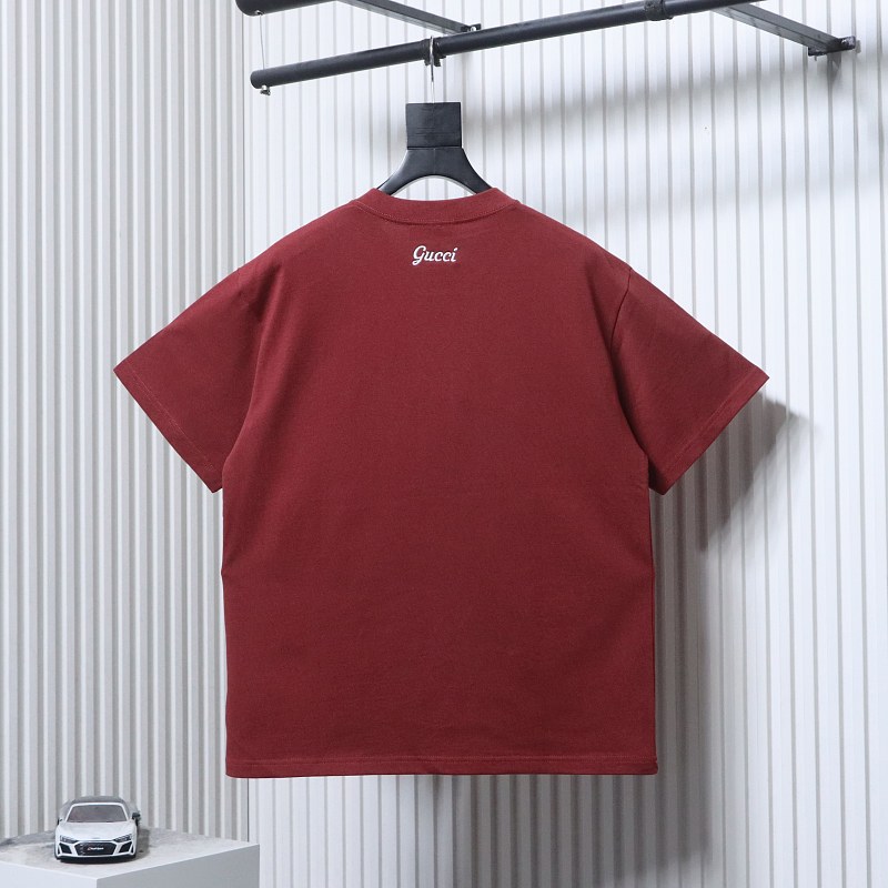 GUCCI Letter Embroidery Logo Graphic Minimal Letter Short Sleeve T-Shirt Style 2