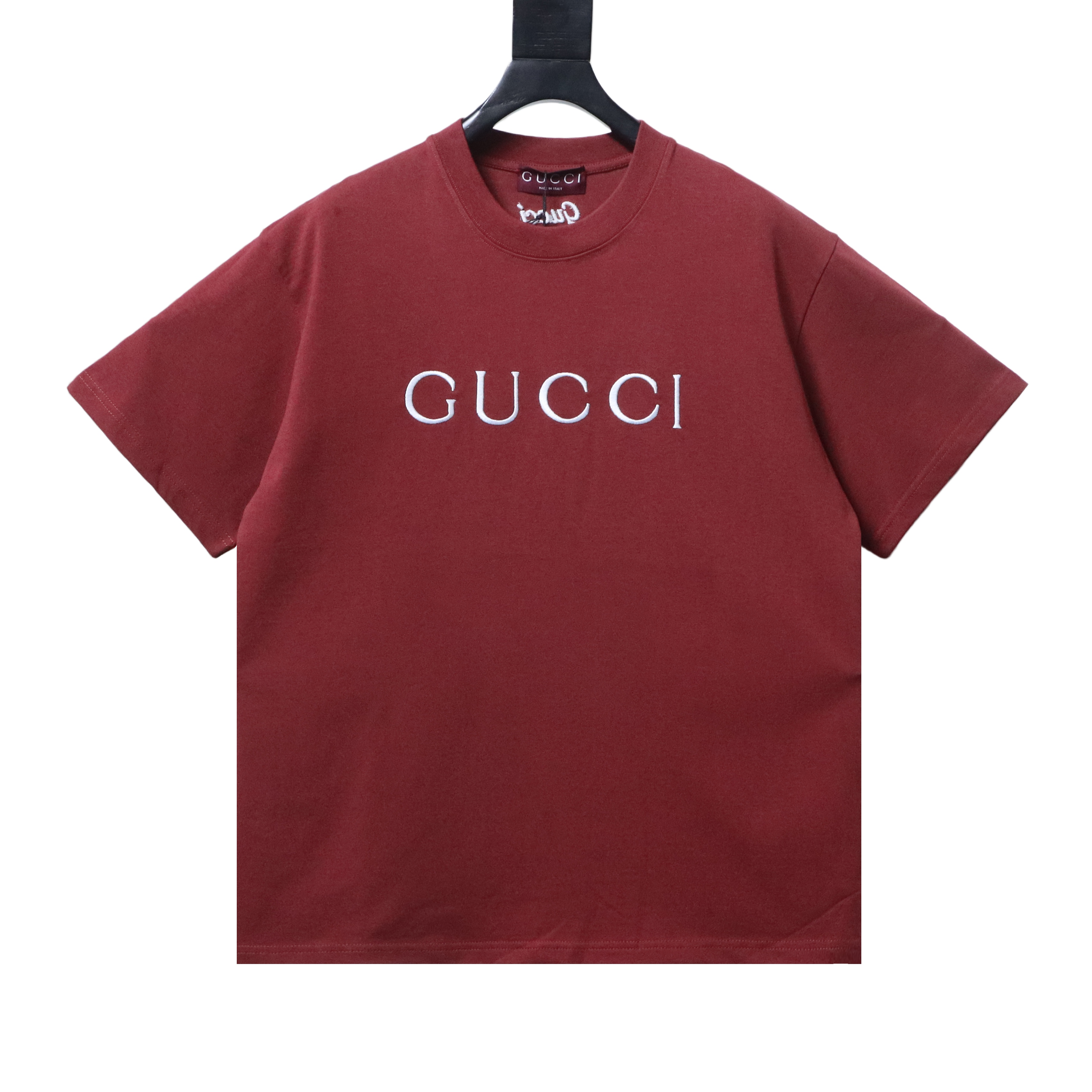GUCCI Letter Embroidery Logo Graphic Minimal Letter Short Sleeve T-Shirt Style 2