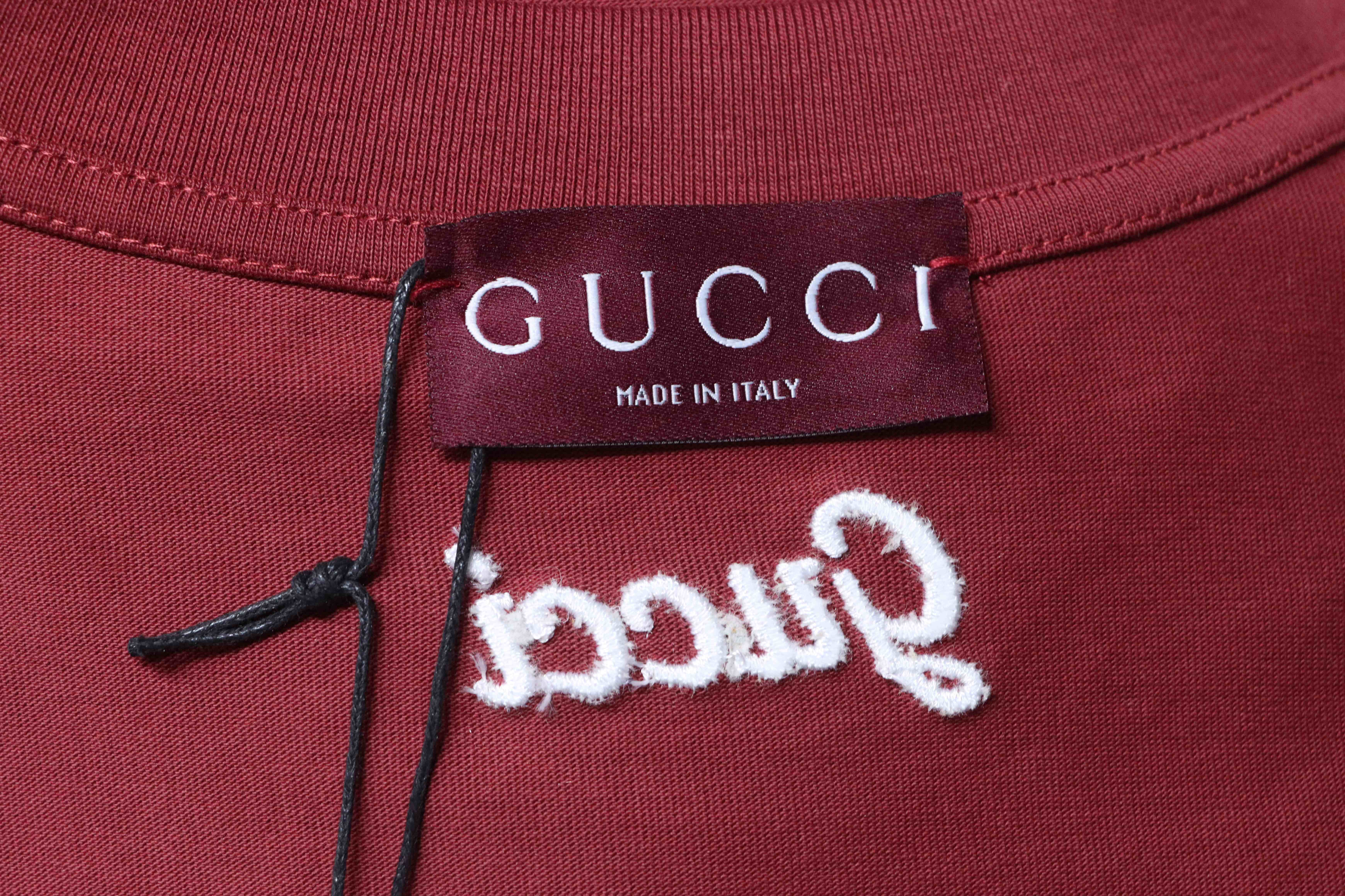 GUCCI Letter Embroidery Logo Graphic Minimal Letter Short Sleeve T-Shirt Style 2