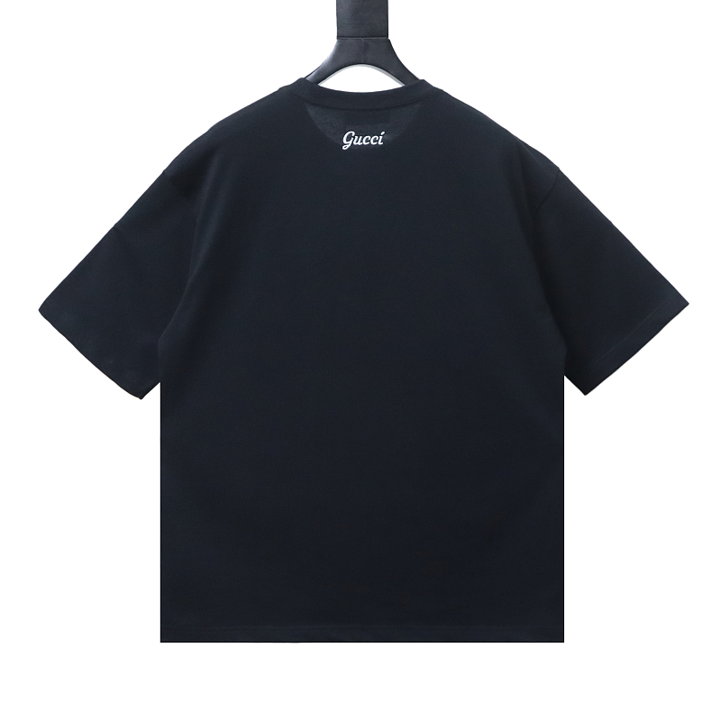 GUCCI Letter Embroidery Logo Graphic Minimal Letter Short Sleeve T-Shirt Style 3