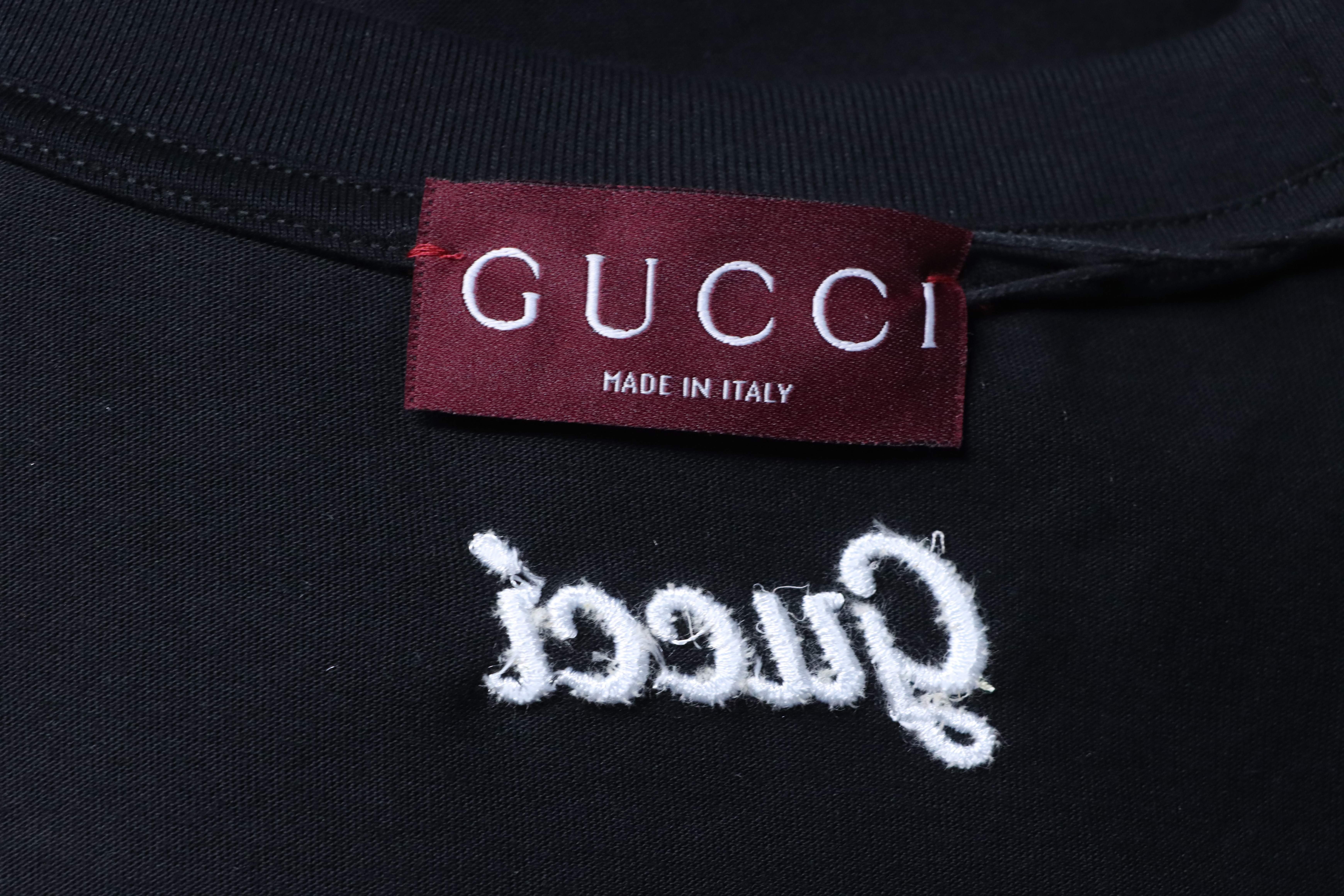GUCCI Letter Embroidery Logo Graphic Minimal Letter Short Sleeve T-Shirt Style 3