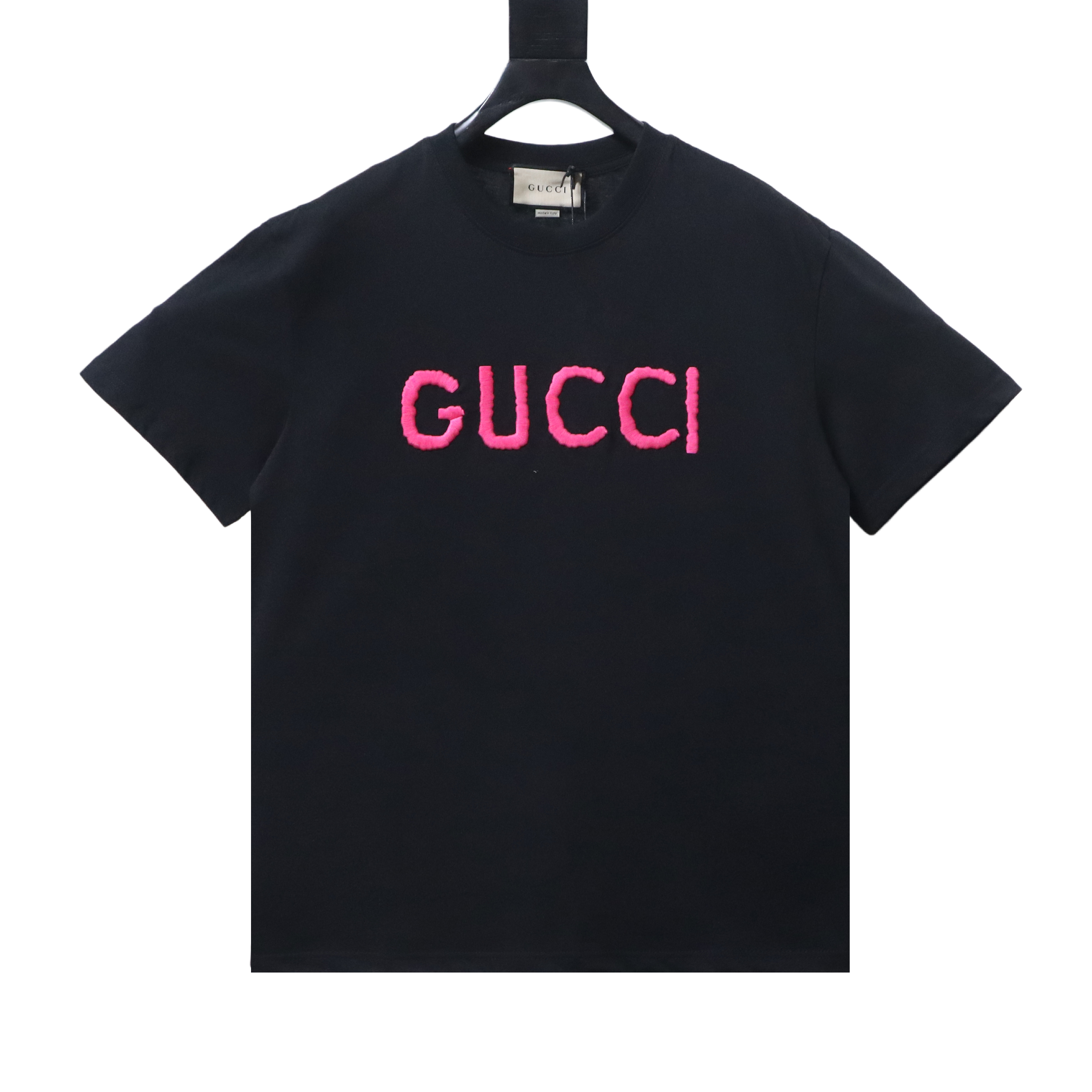 GUCCI Letter Embroidery Logo Graphic Pink Short Sleeve T-Shirt Style 2