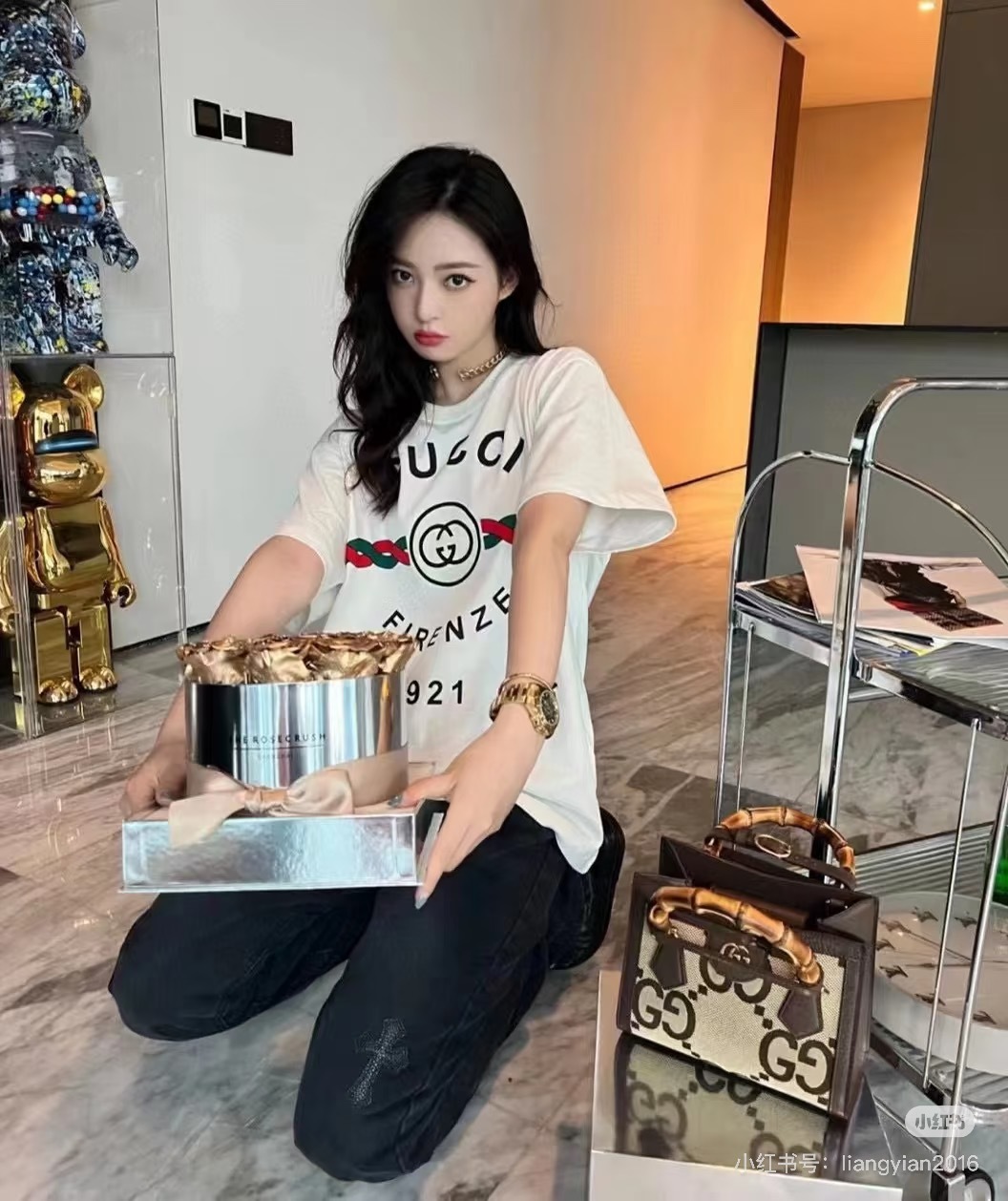 GUCCI Letter Print Logo Short Sleeve T-Shirt Style 2