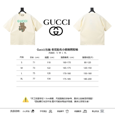GUCCI Monogram Patch Bear Embroidery Short Sleeve T-Shirt Style 1 02