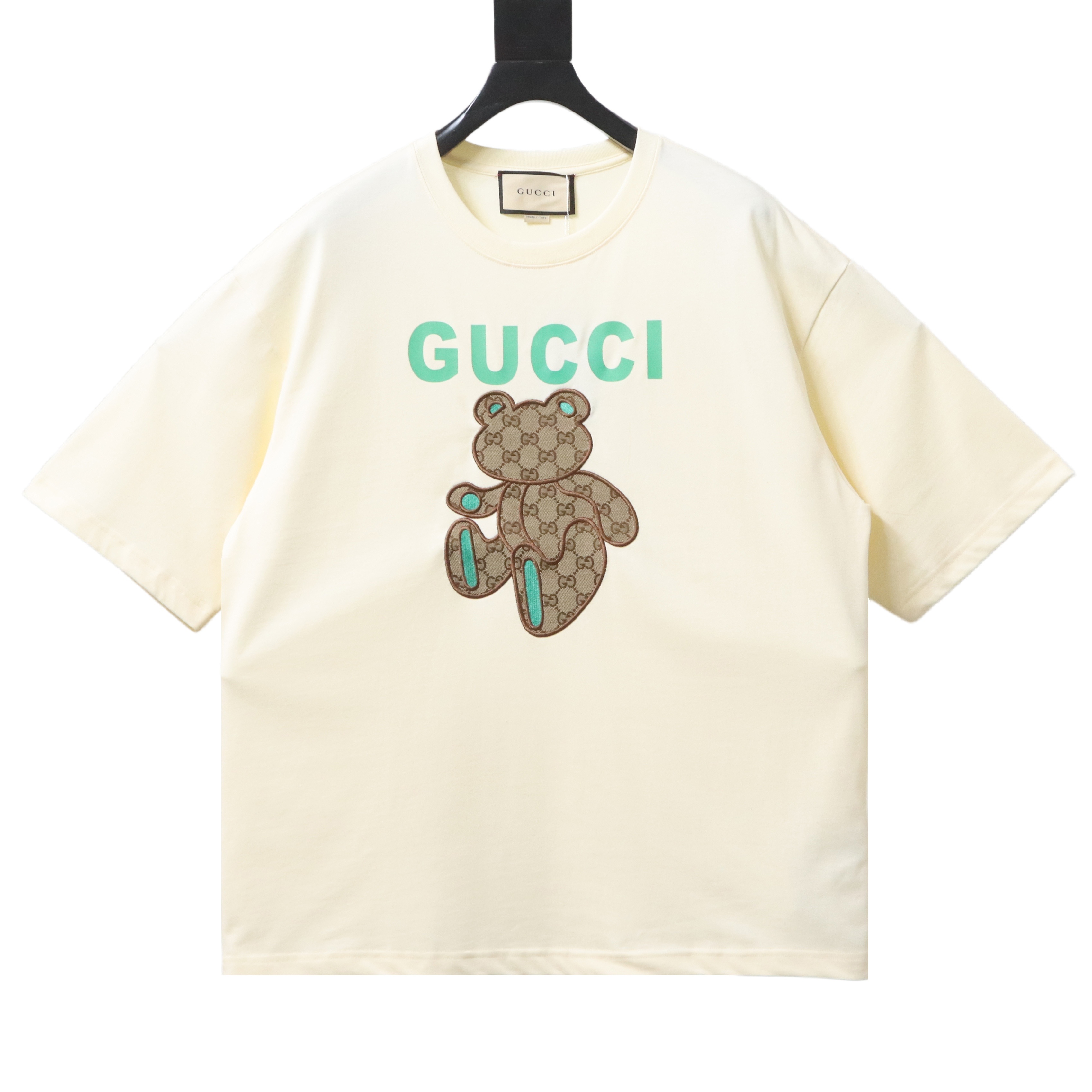 GUCCI Monogram Patch Bear Embroidery Short Sleeve T-Shirt Style 1