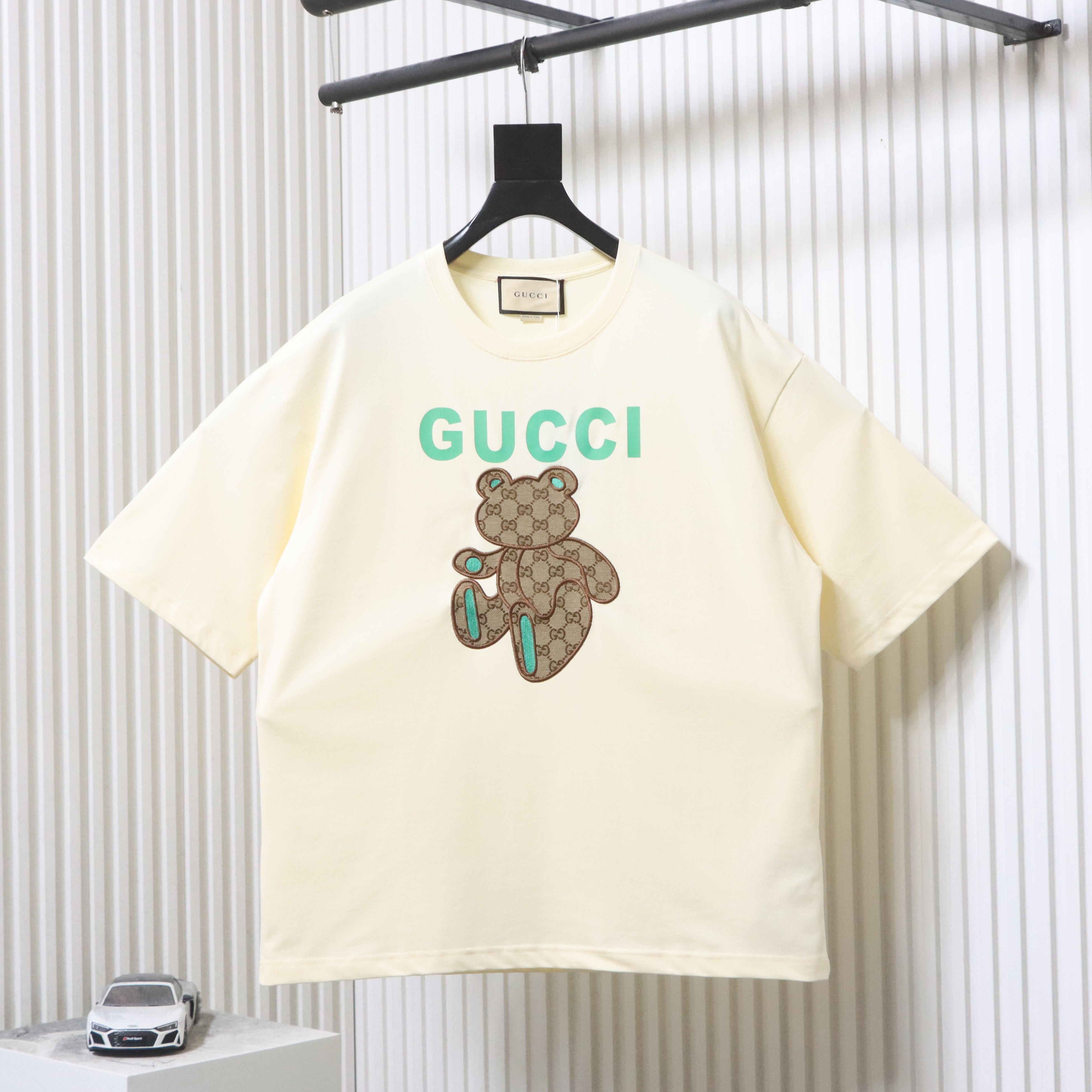 GUCCI Monogram Patch Bear Embroidery Short Sleeve T-Shirt Style 1
