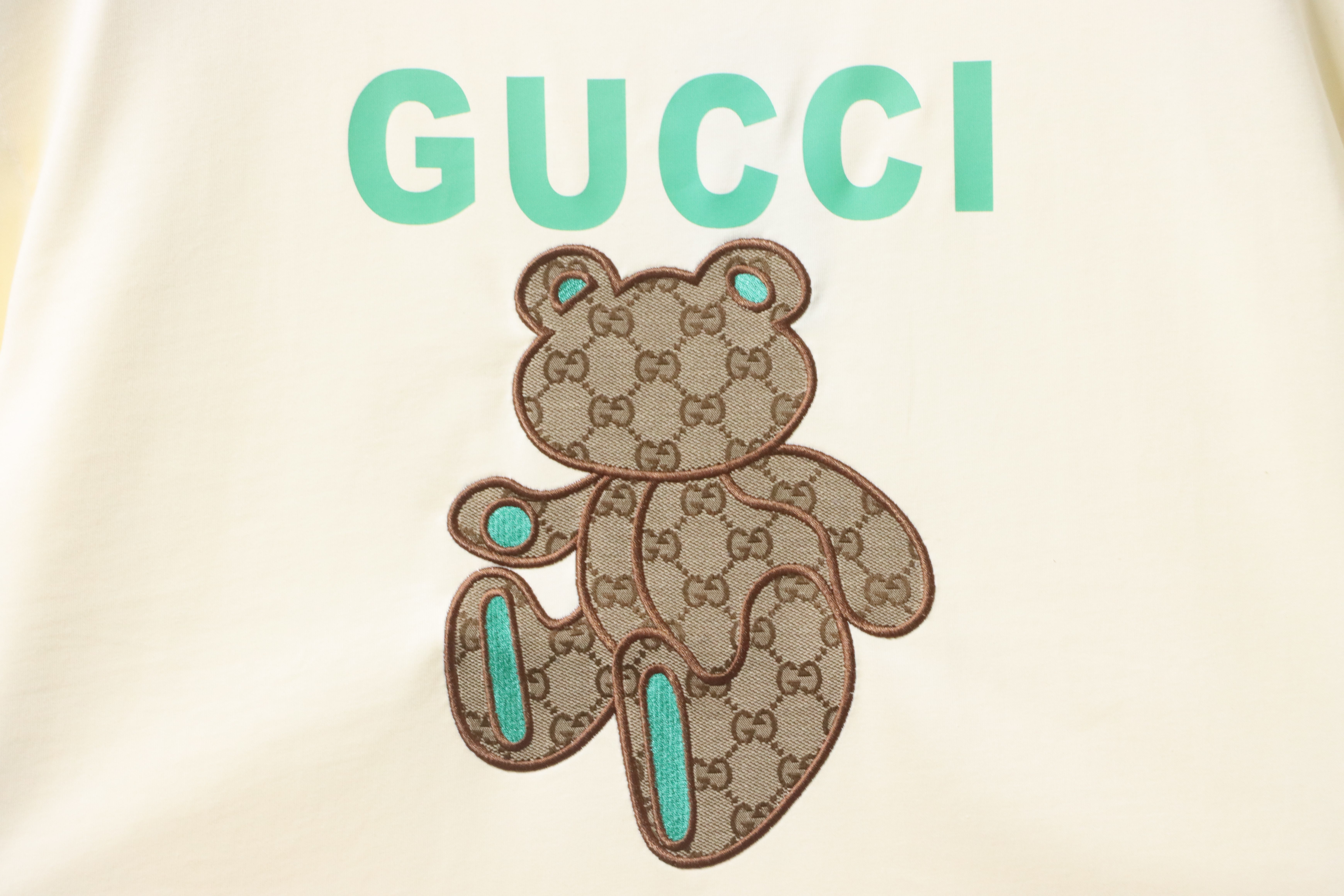 GUCCI Monogram Patch Bear Embroidery Short Sleeve T-Shirt Style 1