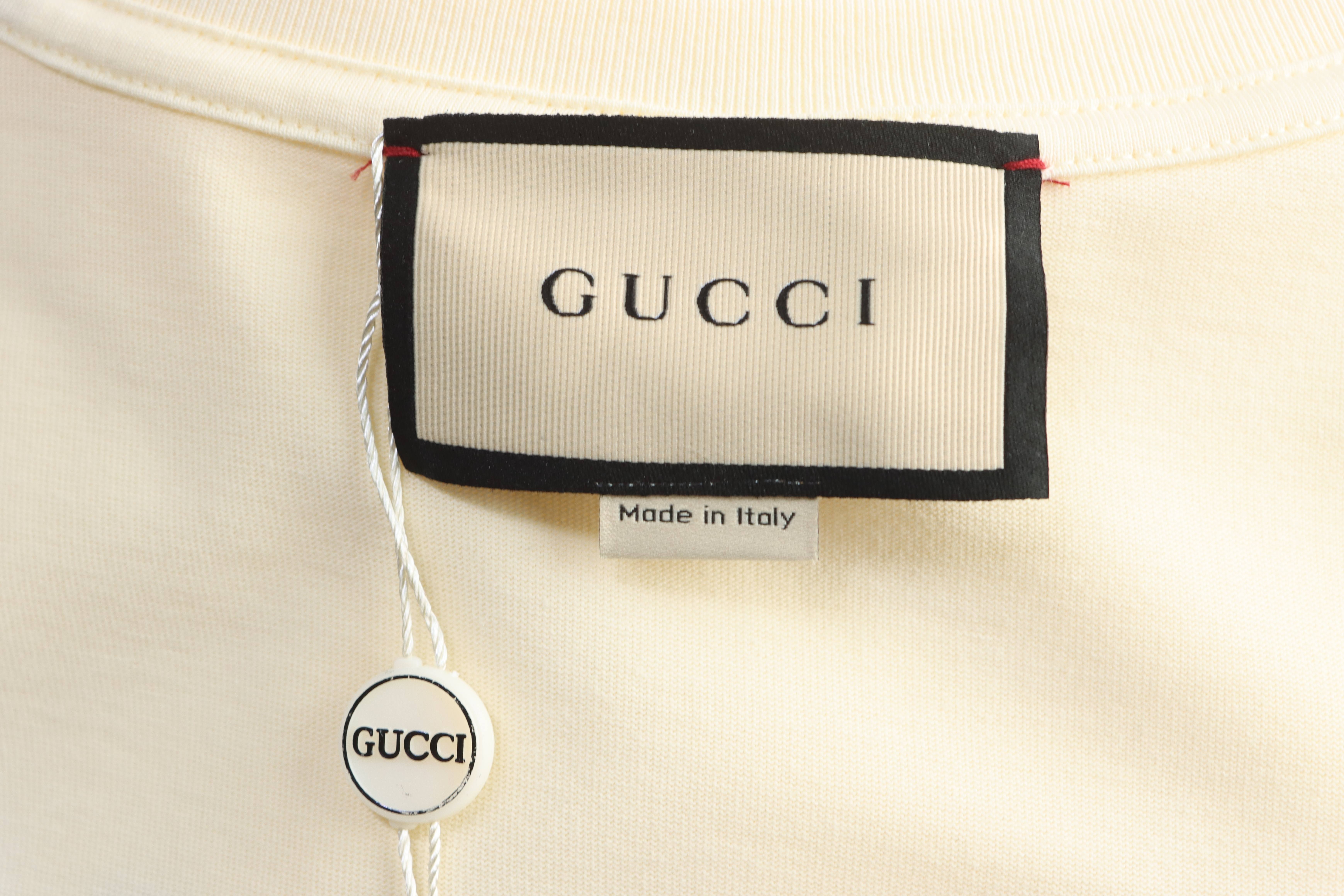 GUCCI Monogram Patch Bear Embroidery Short Sleeve T-Shirt Style 1