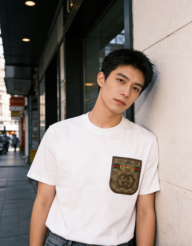 GUCCI Pocket Monogram Patch Short Sleeve T-Shirt Style 1