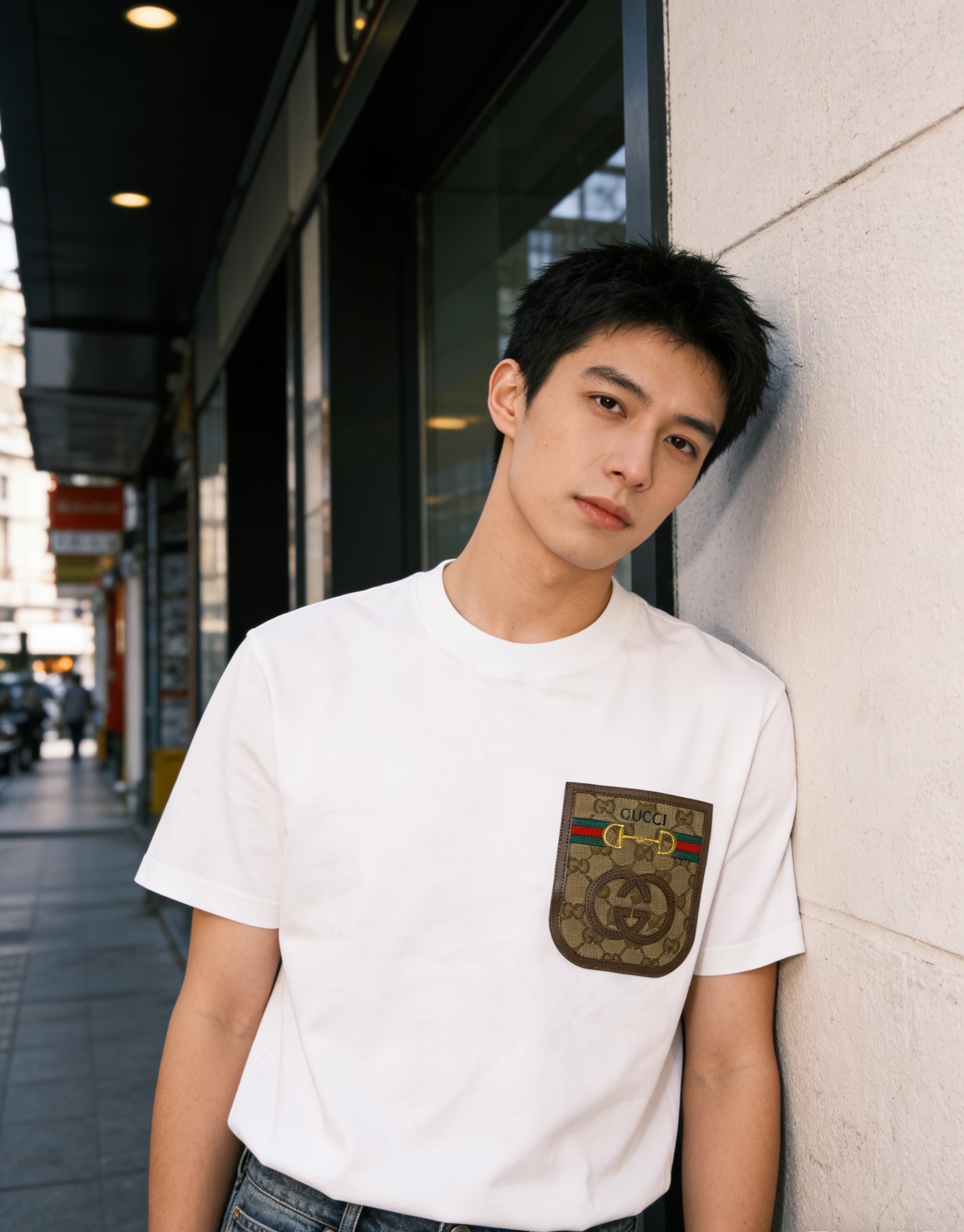 GUCCI Pocket Monogram Patch Short Sleeve T-Shirt Style 1