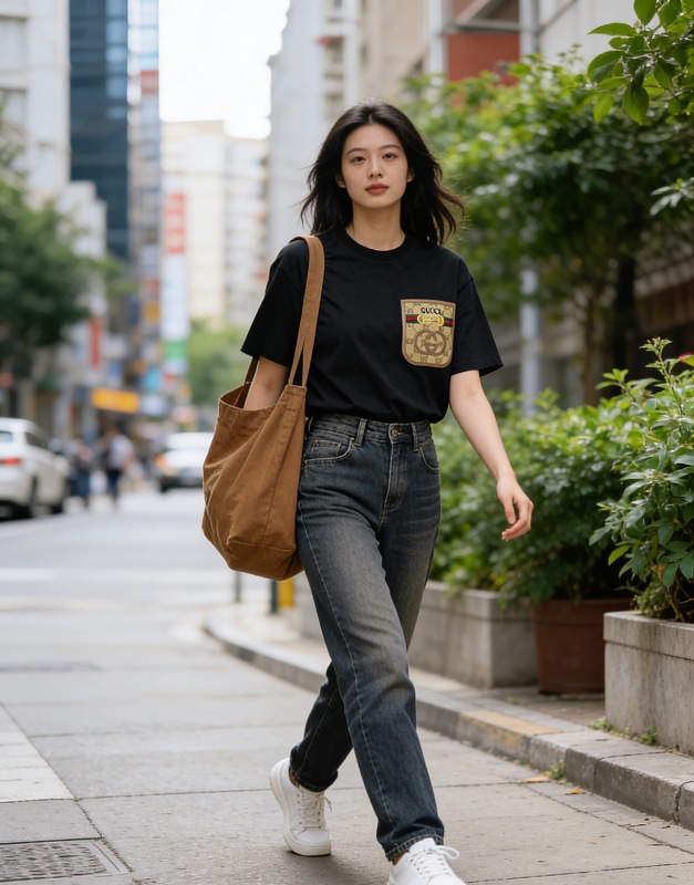 GUCCI Pocket Monogram Patch Short Sleeve T-Shirt Style 2