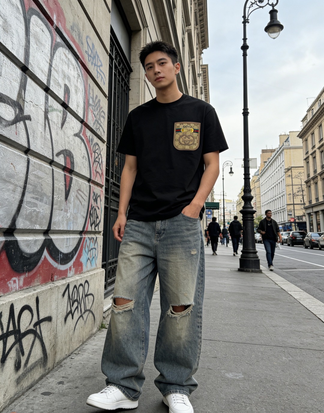 GUCCI Pocket Monogram Patch Short Sleeve T-Shirt Style 2