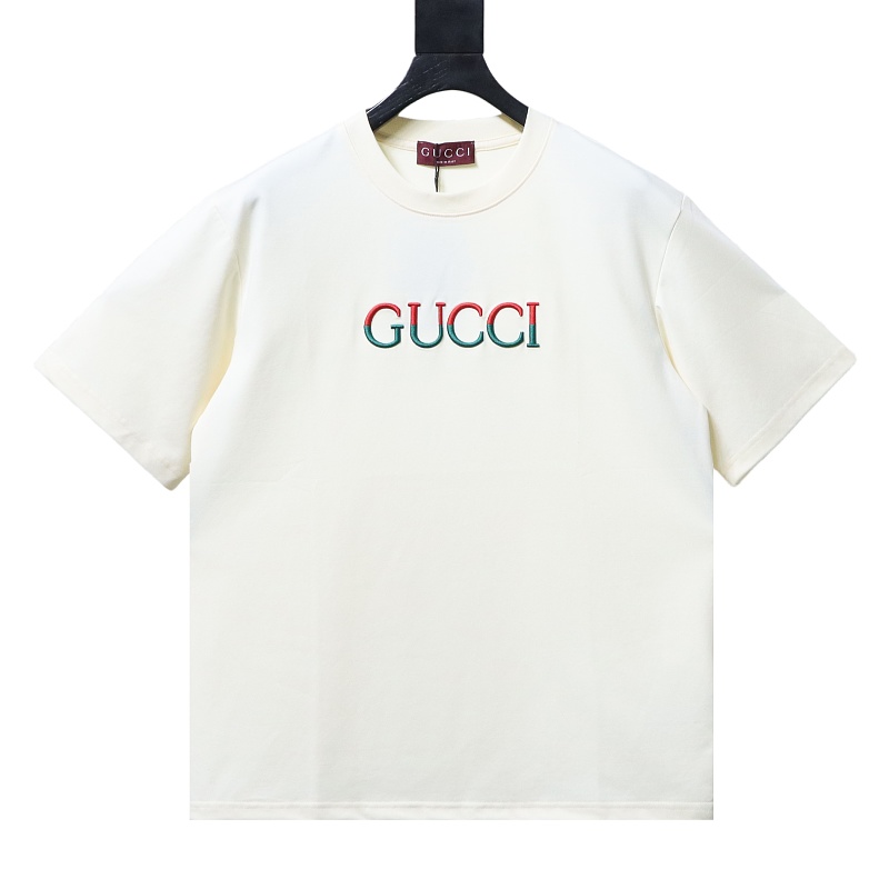 GUCCI Red Green Spliced Embroidery Short Sleeve T-Shirt Style 1