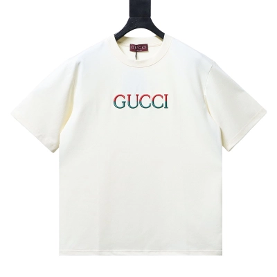 GUCCI Red Green Spliced Embroidery Short Sleeve T-Shirt Style 1 01