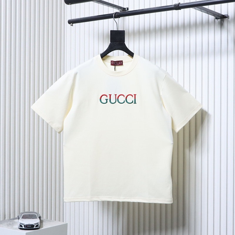 GUCCI Red Green Spliced Embroidery Short Sleeve T-Shirt Style 1