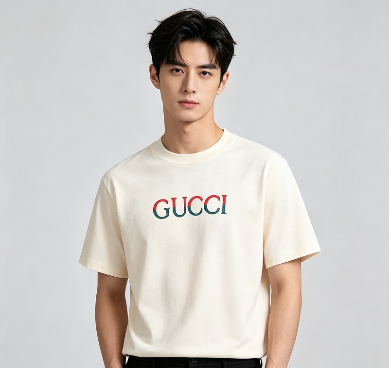 GUCCI Red Green Spliced Embroidery Short Sleeve T-Shirt Style 1