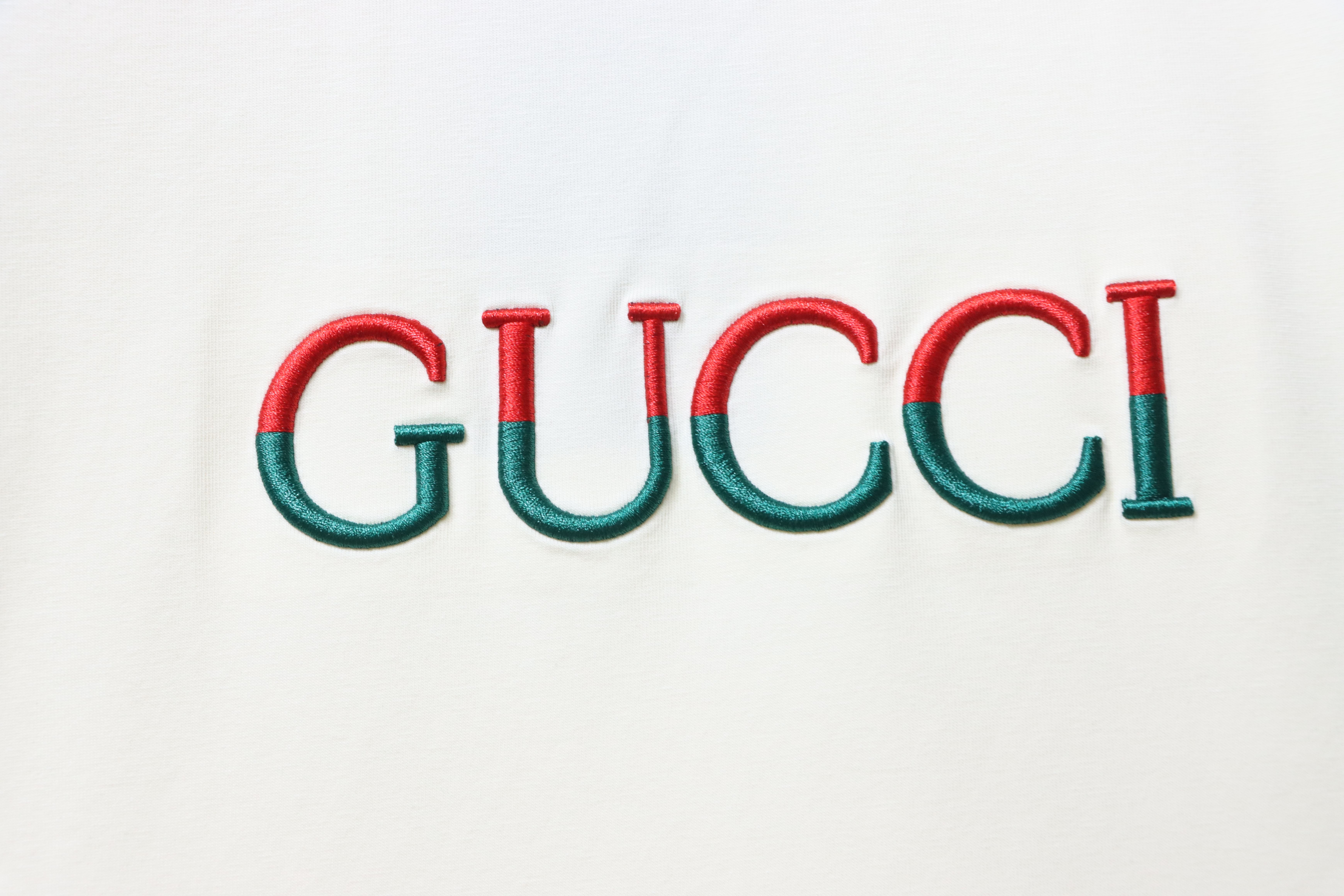 GUCCI Red Green Spliced Embroidery Short Sleeve T-Shirt Style 1