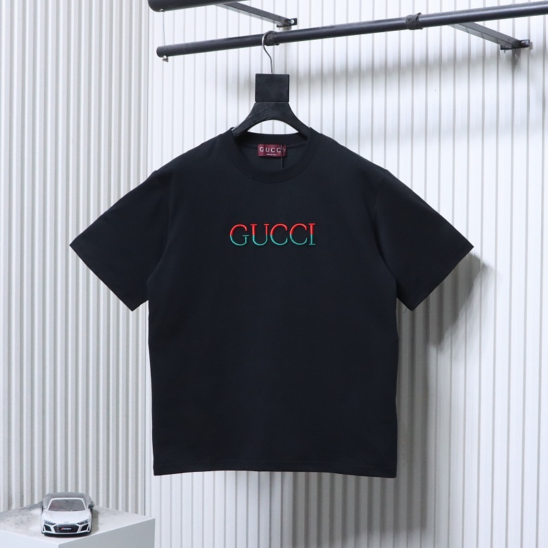GUCCI Red Green Spliced Embroidery Short Sleeve T-Shirt Style 2