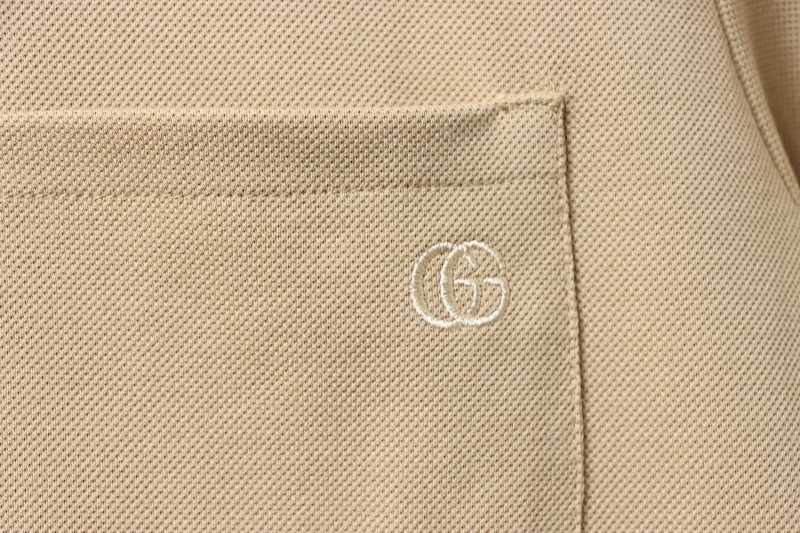 GUCCI Red Green Webbing Double G Tonal Pattern Webbing Embroidery Short Sleeve Polo Shirt Style 1