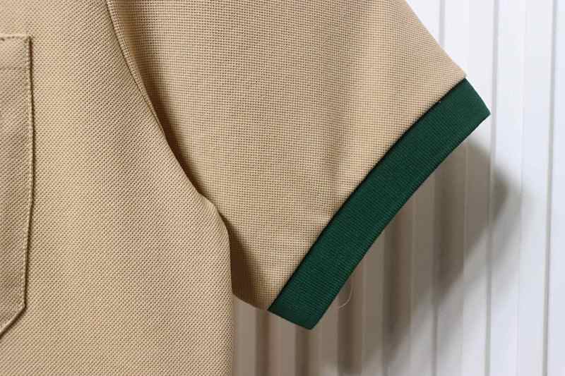 GUCCI Red Green Webbing Double G Tonal Pattern Webbing Embroidery Short Sleeve Polo Shirt Style 1
